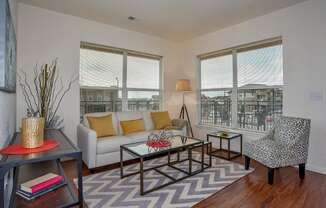 Spacious Living Room with Large Triple Glazed Windows that Reduce Sound with Mountain Views Near Lafayette CO