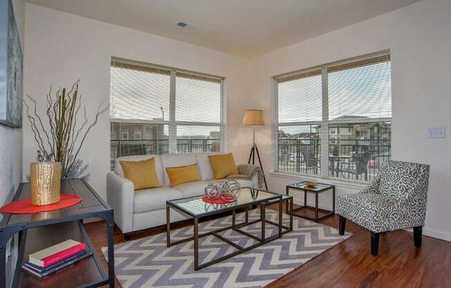 Spacious Living Room with Large Triple Glazed Windows that Reduce Sound with Mountain Views Near Lafayette CO