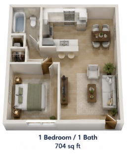 1 bed, 1 bath, 704 sqft, $2,005