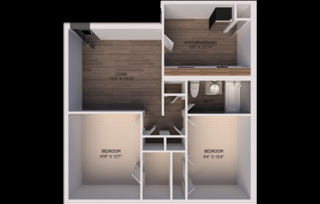 2 beds, 1 bath, 950 sqft, $835