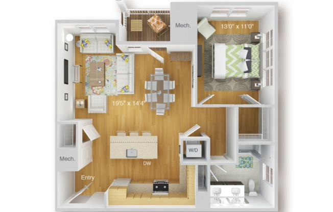 1 bed, 1 bath, 775 sqft, $2,395, Unit 1104