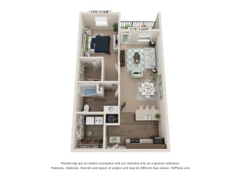 1 bed, 1 bath, 824 sqft, $1,391