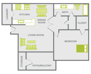 1 bed, 1 bath, 690 sqft, $905