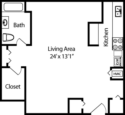 Studio, 1 bath, 532 sqft, $1,825, Unit B2