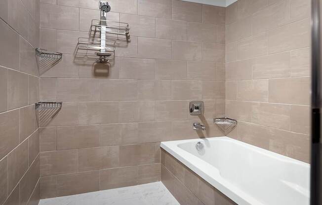 a bathroom with a bath tub and a shower