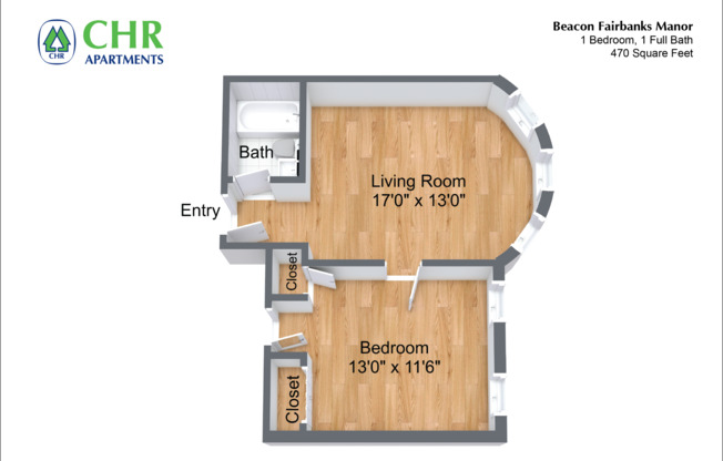 1 bed, 1 bath, 445 sqft, $2,450