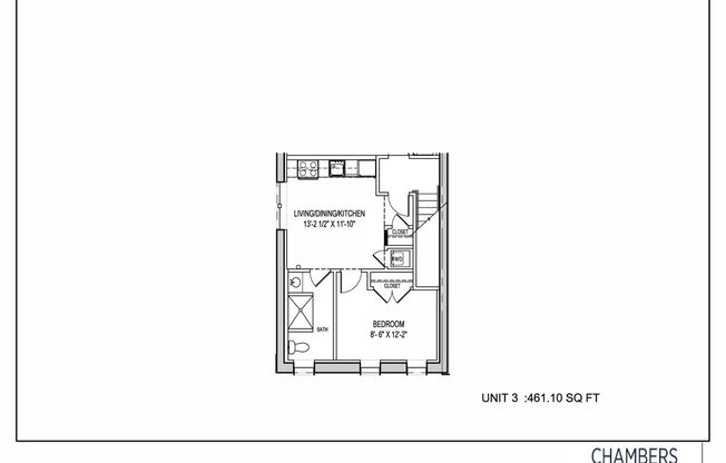 1 bed, 1 bath, 461 sqft, $2,000, Unit 3