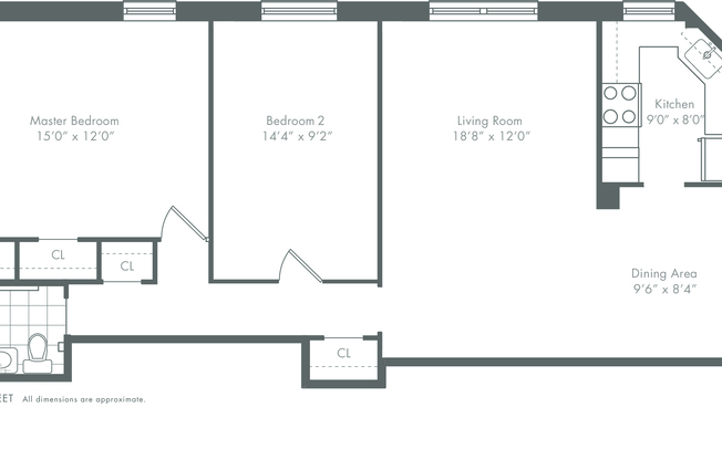 2 beds, 1 bath, 960 sqft, $5,555, Unit 7H