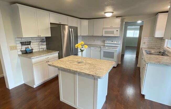 Newly remodeled rare four bedroom home with giant fenced yard!