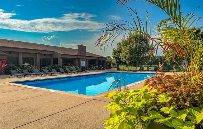 Heated swimming pool at Dover Hills Apartments in Kalamazoo