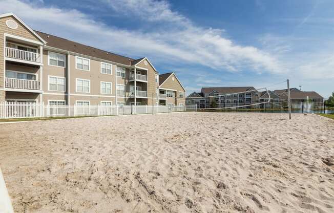 This is a photo of the sand volleyball court at Nantucket Apartments in Loveland, Ohio.