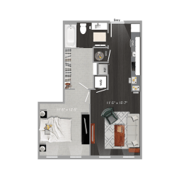 1 bed, 1 bath, 662 sqft, $2,080