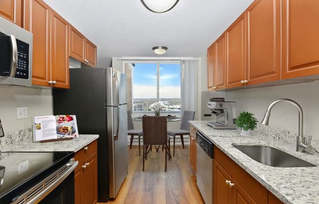 Bright kitchen with ample cabinet and counter space