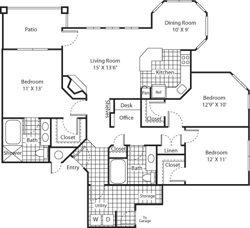 3 beds, 2 baths, 1,339 sqft, $3,607, Unit 2312
