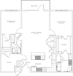 2 beds, 2 baths, 1,349 sqft, $2,209