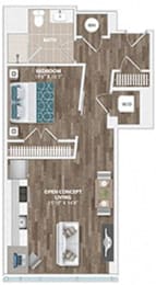 1 bed, 1 bath, 644 sqft, $2,046