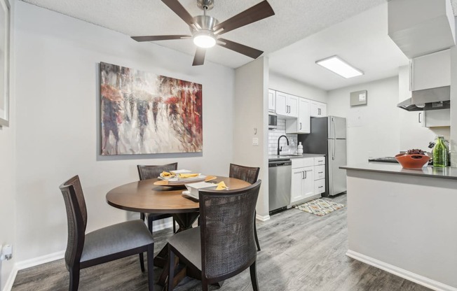 our modern kitchen and dining area at theamia apartments ga