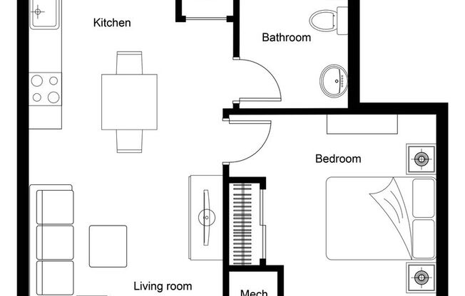 1 bed, 1 bath, 707 sqft, $1,980, Unit 612