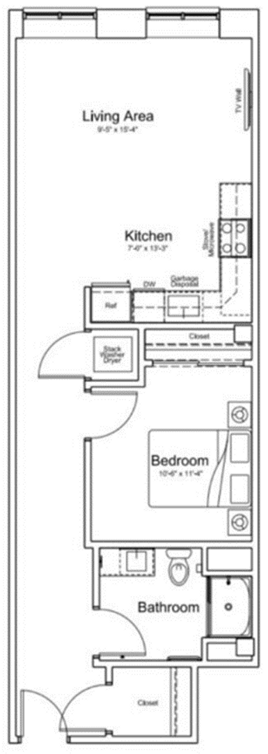 1 bed, 1 bath, 585 sqft, $1,650, Unit 217