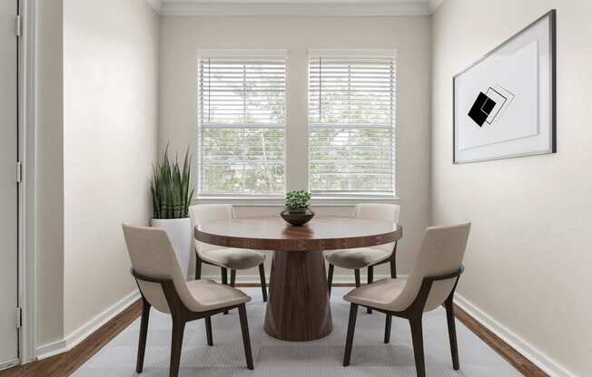 a dining room with a table and chairs and a window at Villages of Cypress Creek, Houston, 77070