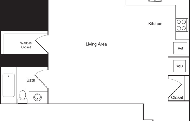 Studio, 1 bath, 587 sqft, $2,172, Unit 208