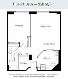 1 bed, 1 bath, 950 sqft, $1,642