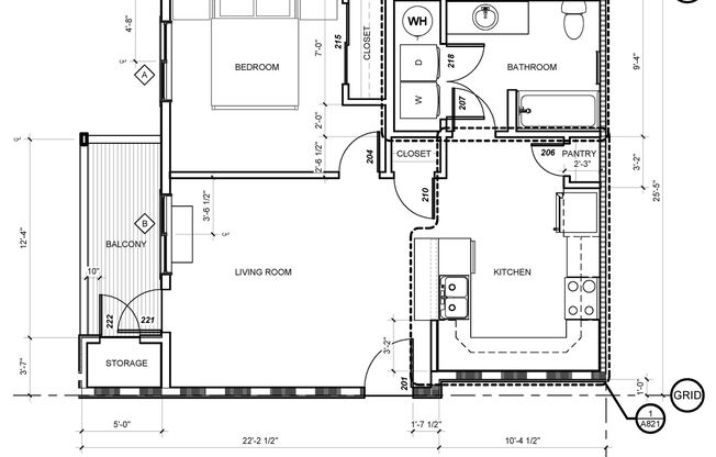 1 bed, 1 bath, 666 sqft, $1,599, Unit 212