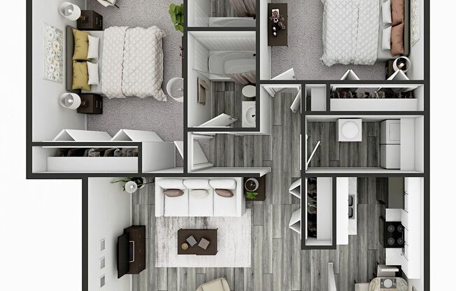 2 beds, 2 baths, 1,264 sqft, $1,079