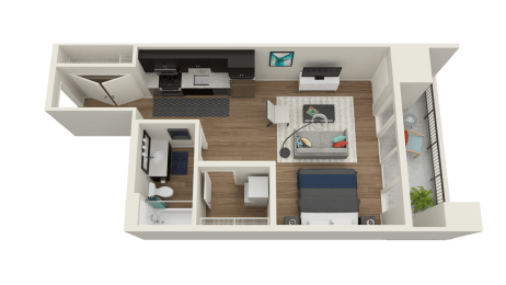 Studio, 1 bath, 582 sqft, $1,600