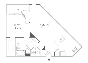 1 bed, 1 bath, 977 sqft, $1,811