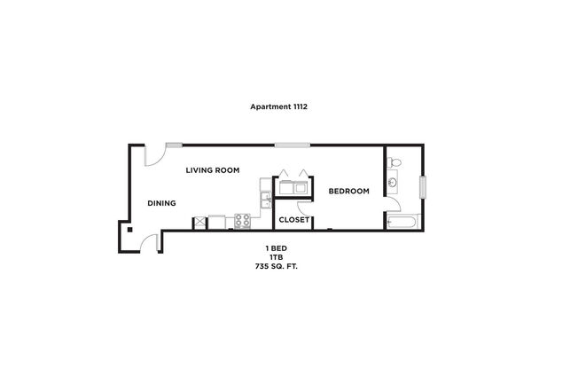 1 bed, 1 bath, 735 sqft, $1,970