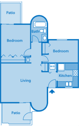 2 beds, 1 bath, 820 sqft, $1,247