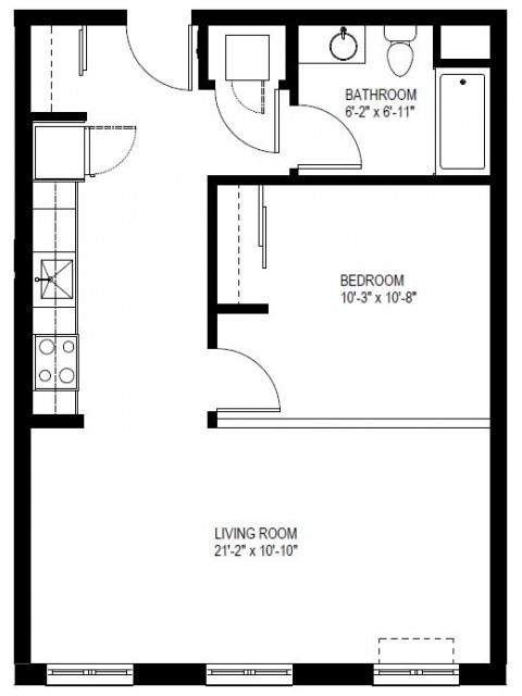 1 bed, 1 bath, 664 sqft, $1,595, Unit 433
