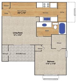 1 bed, 1 bath, 600 sqft, $994