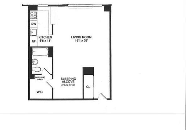 Studio, 1 bath, 600 sqft, $3,600, Unit 9-F