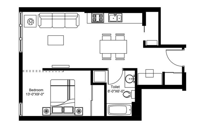 1 bed, 1 bath, 610 sqft, $1,595, Unit 413