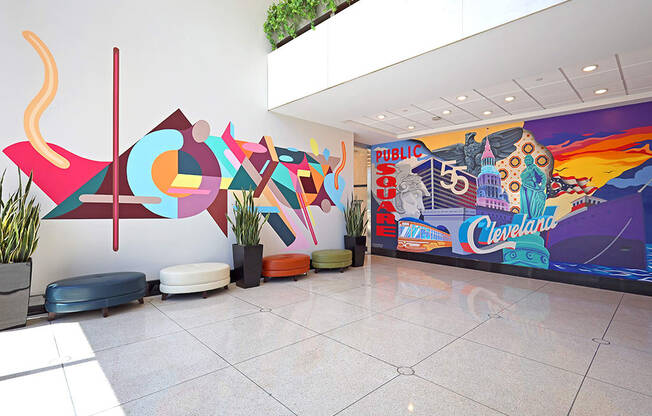 Lobby at Residences at 55 Apartments in Downtown Cleveland OH