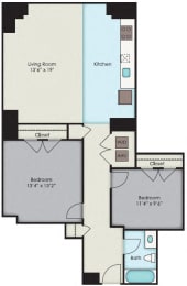 2 beds, 1 bath, 1,005 sqft, $1,808