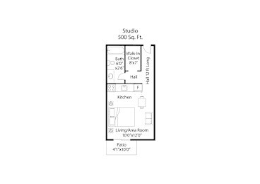 Studio, 1 bath, 500 sqft, $1,064