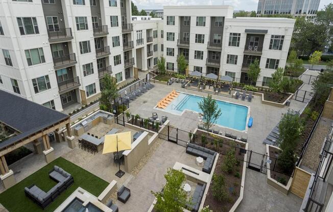 Aerial View Of Pool at Berkshire Main Street, Durham, NC