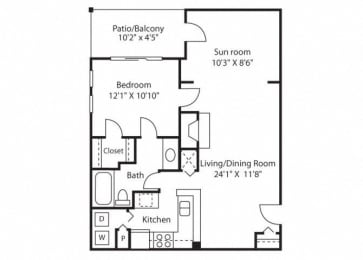 1 bed, 1 bath, 720 sqft, $1,203