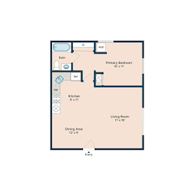 1 bed, 1 bath, 626 sqft, $775