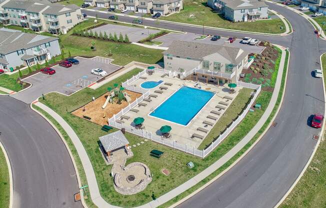 Aerial shot of property and amenities