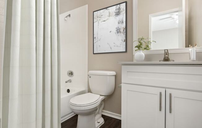 a bathroom with a shower and a toilet and a sink