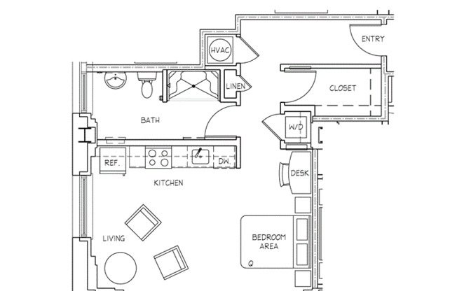 Studio, 1 bath, 450 sqft, $1,195