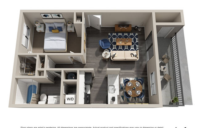 1 bed, 1 bath, 686 sqft, $1,369