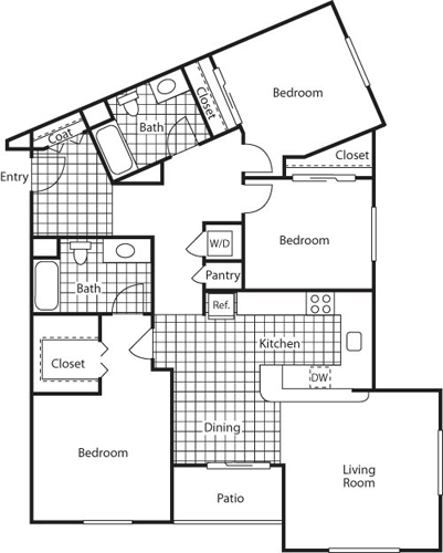 3 beds, 2 baths, 1,477 sqft, $4,518, Unit 1125