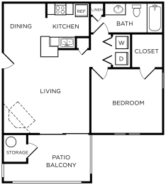 1 bed, 1 bath, 636 sqft, $1,390