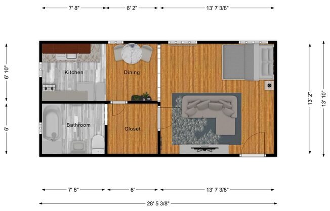 Studio, 1 bath, 450 sqft, $800, Unit 775-44