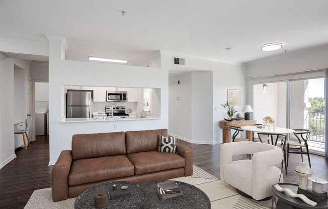 a living room with a couch and a table